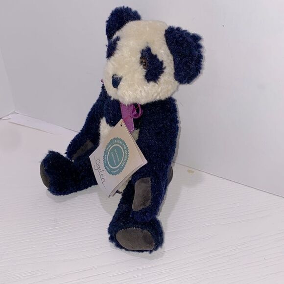 Vintage Boyds Bear Ogden Jointed Plush Panda Bear with Purple Bow 1985-1996 - Picture 5 of 13